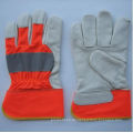 Hi-Vis Kuh Korn Leder Voll Palm Handschuh-3131. Rd